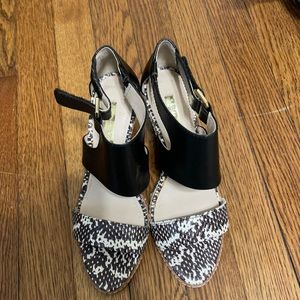 Louise et Cie wedges - black and snakeskin